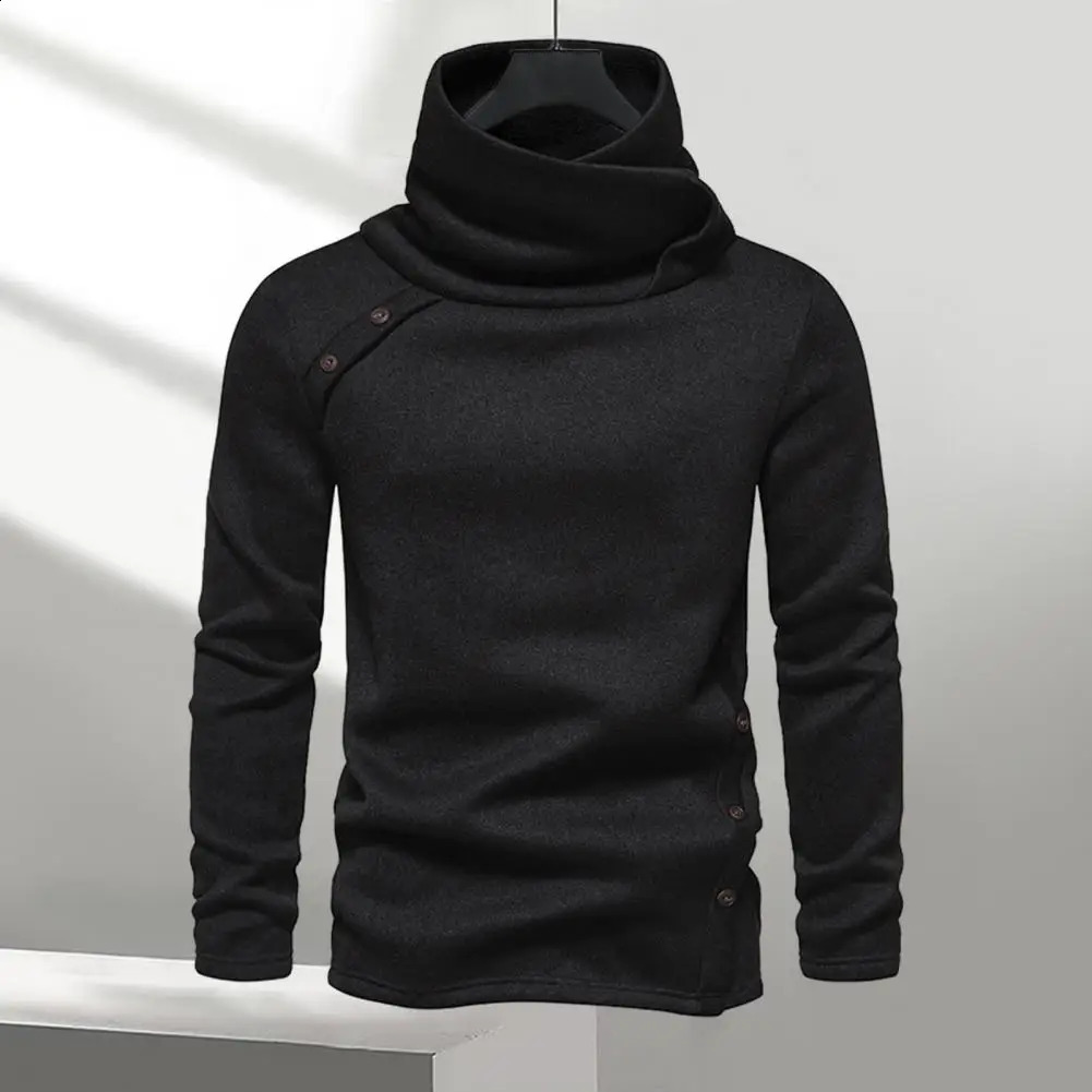 Mens Winter Sweatshirt High Piled Collar Knitted AutumnWinter Long Sleeve Medium Warm Thick Pulled 240809