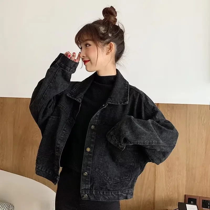 Style de printemps coréen Vintage Hongkong Style Veste en jean décontractée polyvalente en vrac pour femmes TRENDY 240809