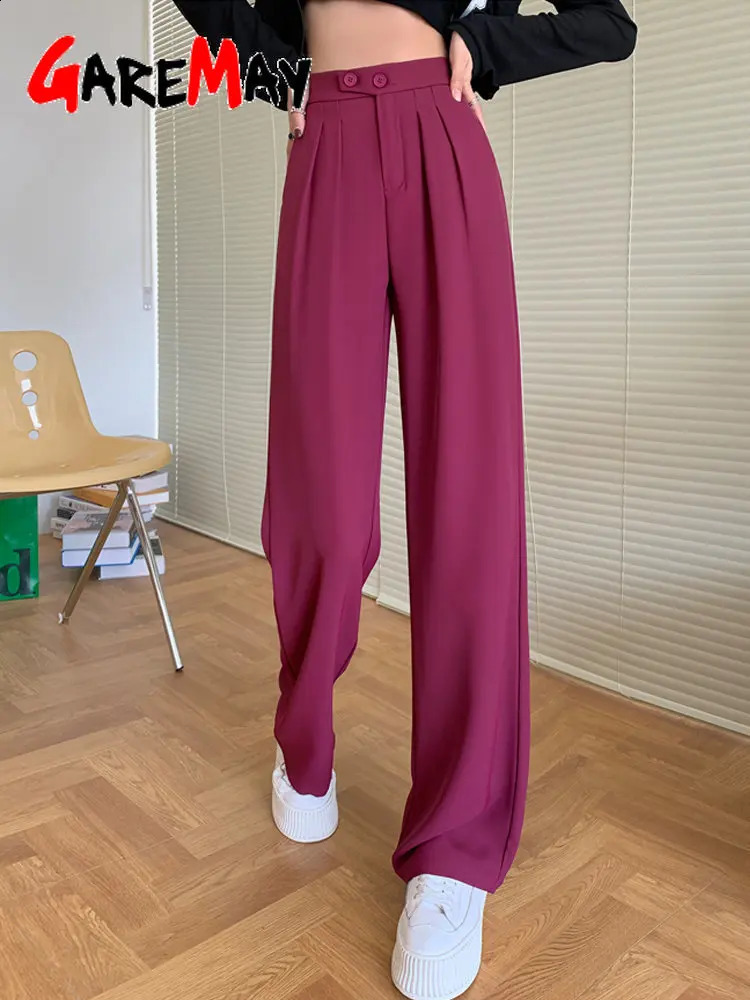 Femme pantalon costume de style coréen pantalon d'été droit élégant femmes tenues décontractées pantalon large blanc femmes femmes hautes 240809