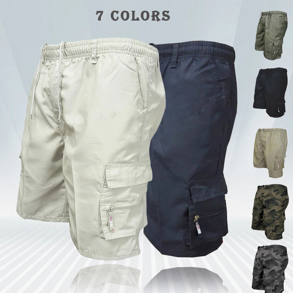 Mens Cargo Shorts Mens Tactical Shorts Casual Big Pocket Sports Slacks Casual Fashion Knee-length Cargo Short Pants Summer Male 240809