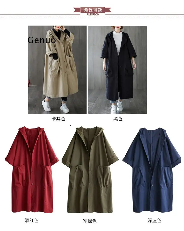 Hiver Fashion Fashion Femmes Biggy Big Pockets Hooded à manches longues Bureau de tranchée Lady Style coréen Coats lâches décontractés surdimensi