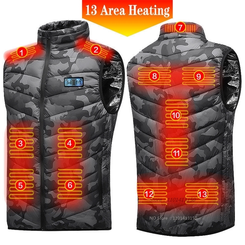 13 PCS Veste de gilet chauffée Fashion Men de mode Femmes enrober l'intelligent USB Chauffage électrique Vêtements chauds thermiques Gilet chauff