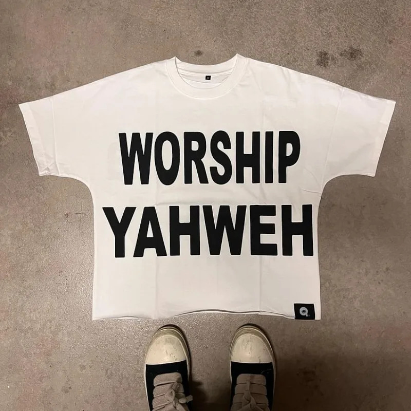 Culte rétro de Jéhovah Graphique T-shirt de coton 100% pur pour hommes Y2K Summer à manches courtes surdimensionnées rétro surdimensionnées pour