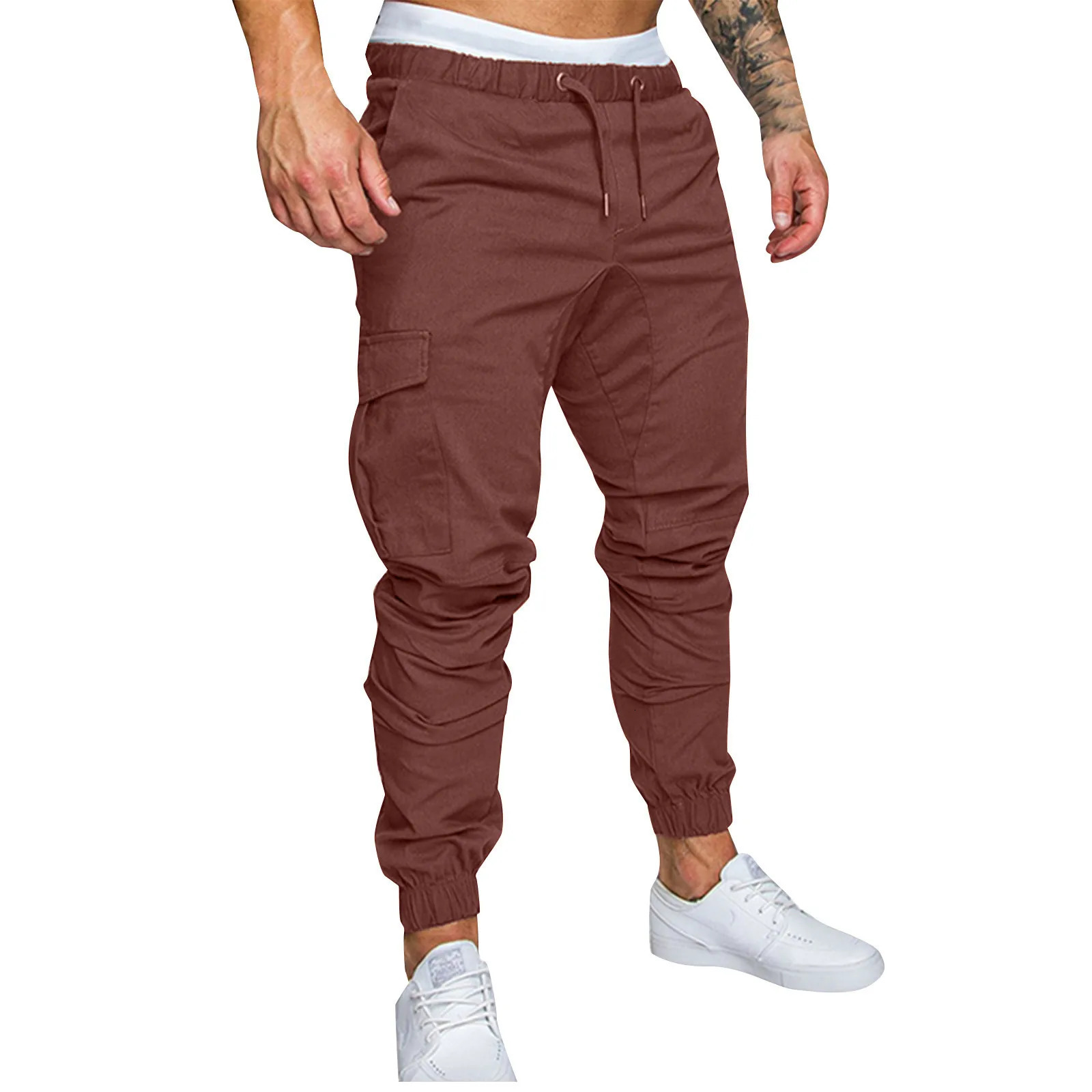 Pantalon de cargaison pour hommes avec plusieurs poches pour les sports et le jogging Pantalon de randonnée légère Patchwork Patchwork Elastic Ba