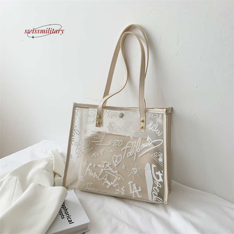 Genébe de mode féminine de grande capacité, un sac d'épaule, westernalisé tiktok live diffuse un sac fourre-tout transparent H89 # 23