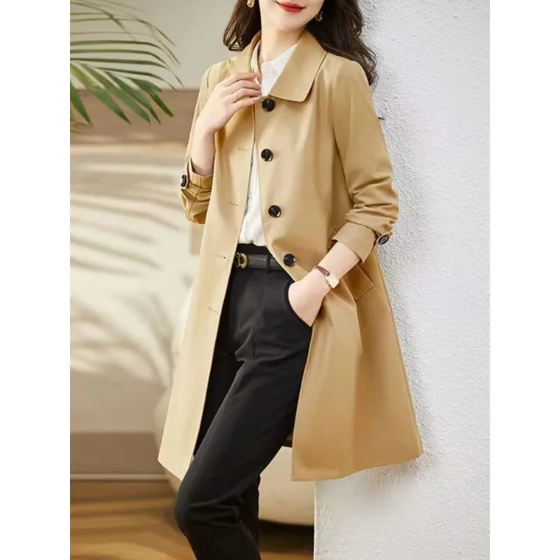Trench Coat pour femmes à la mode Vêtements de style coréen surdimensionnés vintage solide décontracté manteau élégant vestes pour femmes 240809