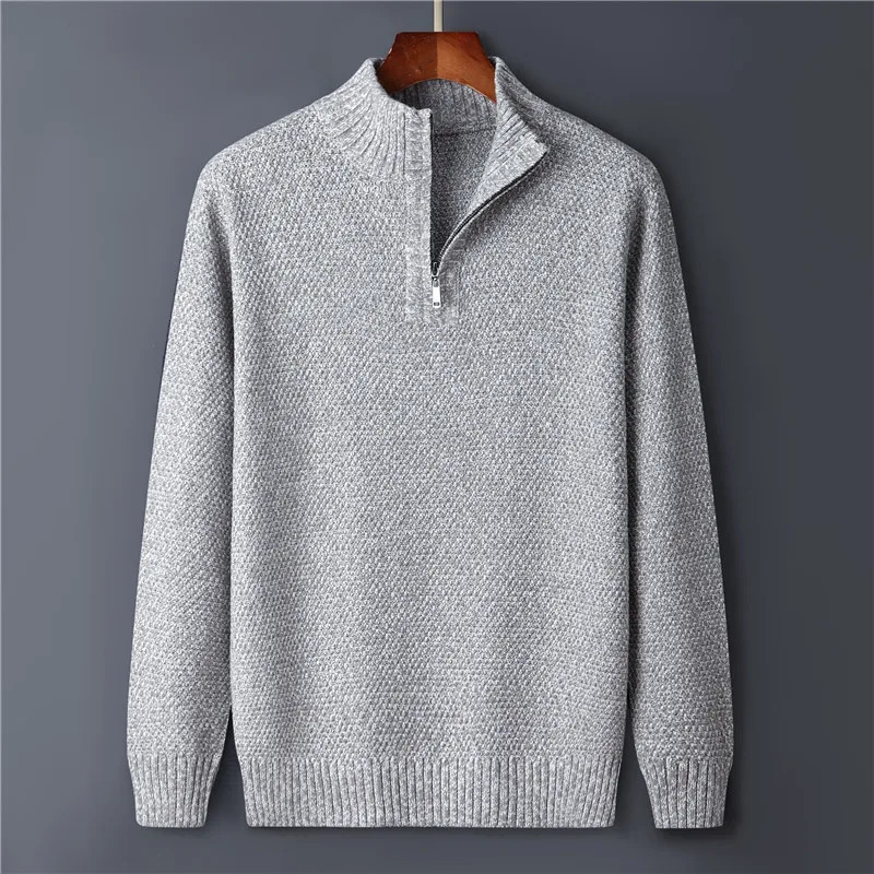 Retro Half Zipper Mens Pullover Sweater Spring Autumn Knitted Mens Mens sportswear style240808