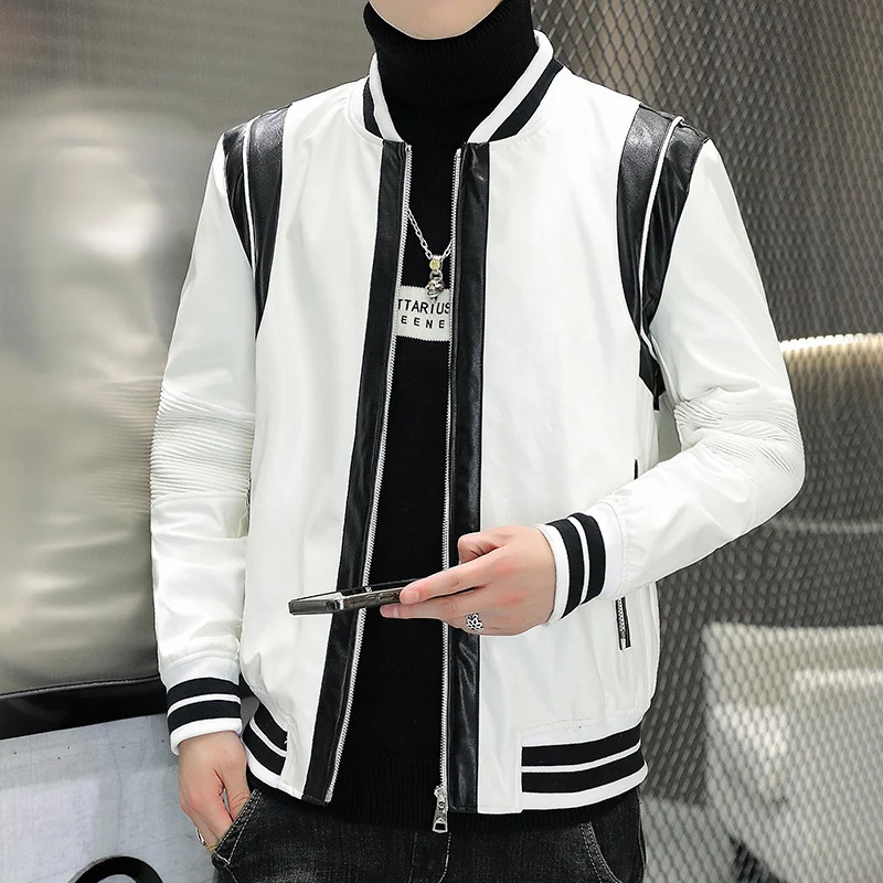 Leisure 2024 Spring/Summer Mens PU Leather Jacket Hip Hop Street Clothing Motorcycle Loose Zipper Coat Youth Windproof Top Park240808