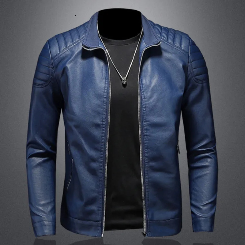 Trend motorcycle jacket spring mens fashion leather jacket slim fit PU jacket mens windproof motorcycle jacket mens bicycle jacket240808