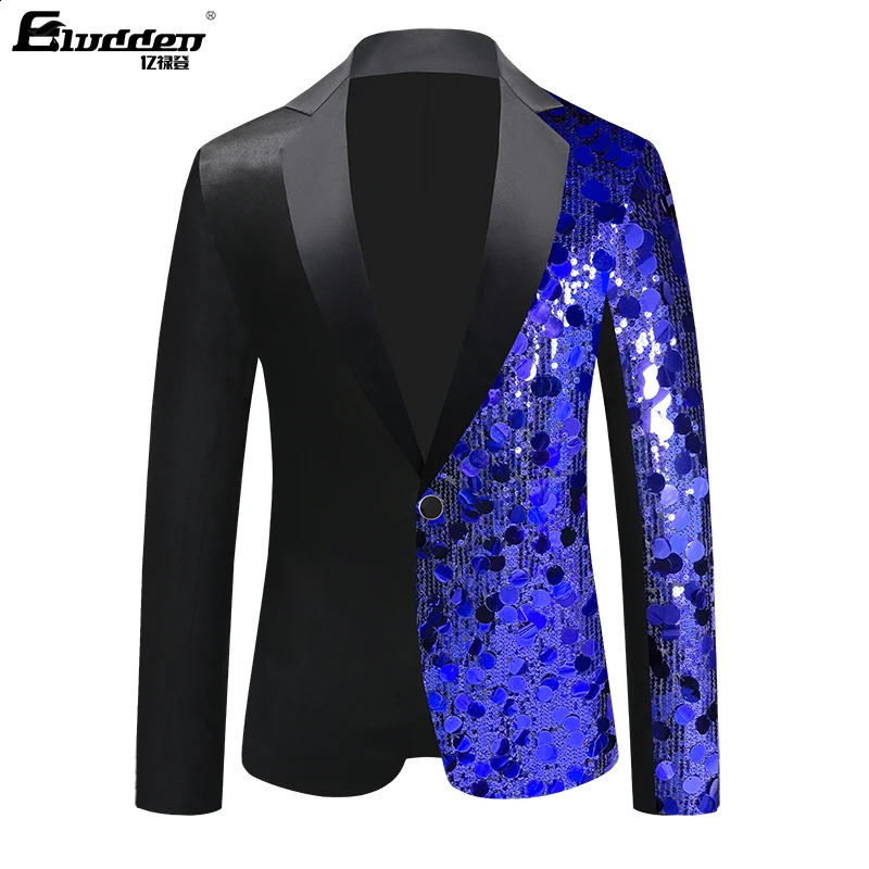 Veste de costume de scène à paillettes léopard à poitrine simple pour hommes costume de hap-hop veste drame à la mode pour hommes se paille
