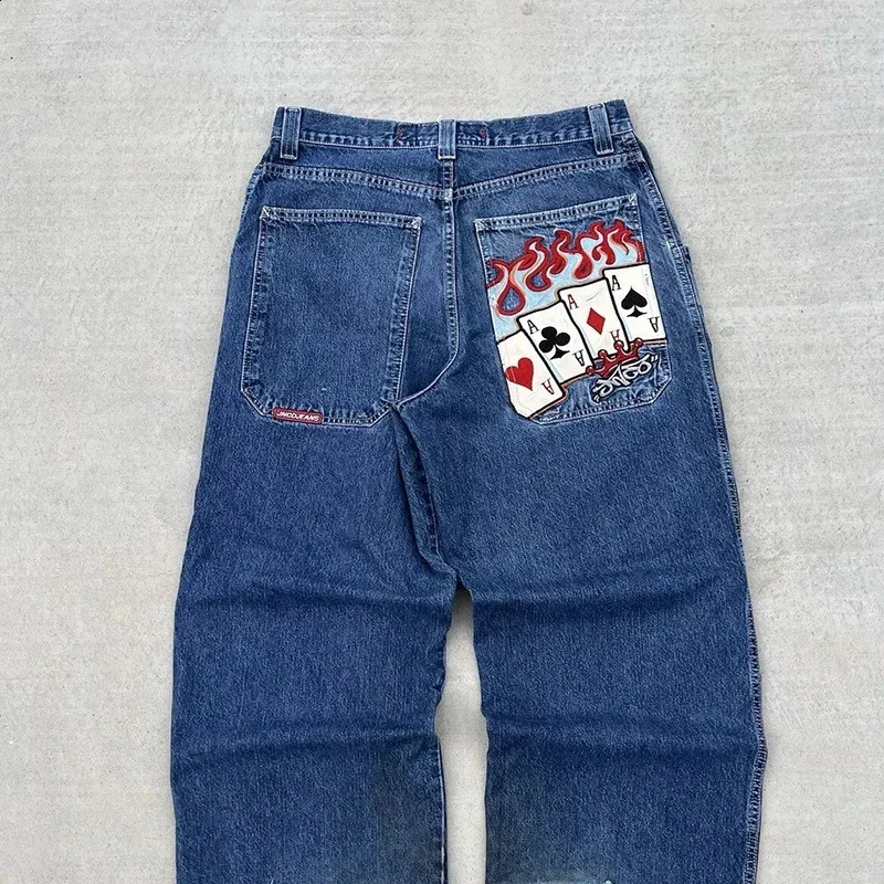 JNCO Bagged Mens Jeans Y2k Gothic High Waist Goods Street Clothing Embroidery Retro Cowboy Punk Hip Hop 240809