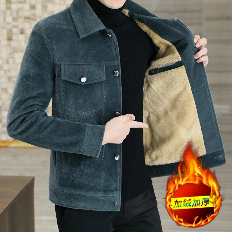 Veste mixtes de laine d'hiver pour hommes de vison de vison épais en velours occasionnel