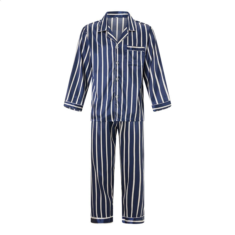 Pyjama en satin de 2 pièces pour hommes ensemble à manches longues à manches à manches à manches à manches longues à manches à manches à manches