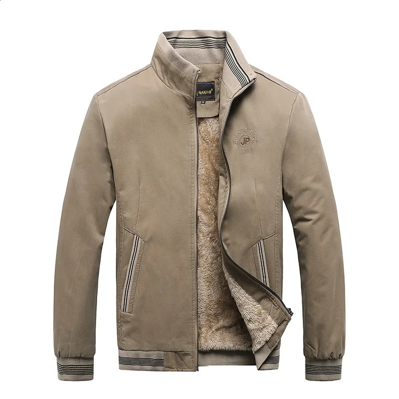 Veste pilote de mode masculine laine épaisse veste de baseball chaude couleurs solide zipper grande taille top m-5xl automne / hiver collection24