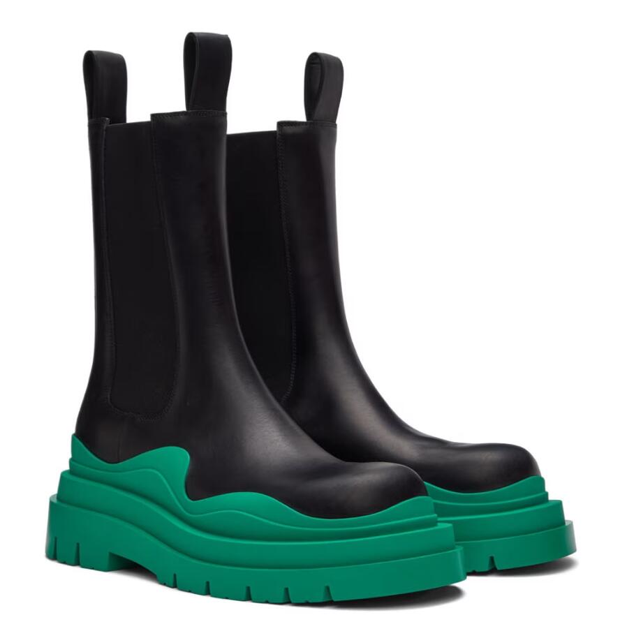 Famous Brand Thick Sole Ankle Boots for Men Women Tire Ankle Chelsea Boot Elastic Slip On Leather Martin Booty Couple Shoes Smoke Pipe Couple Winter