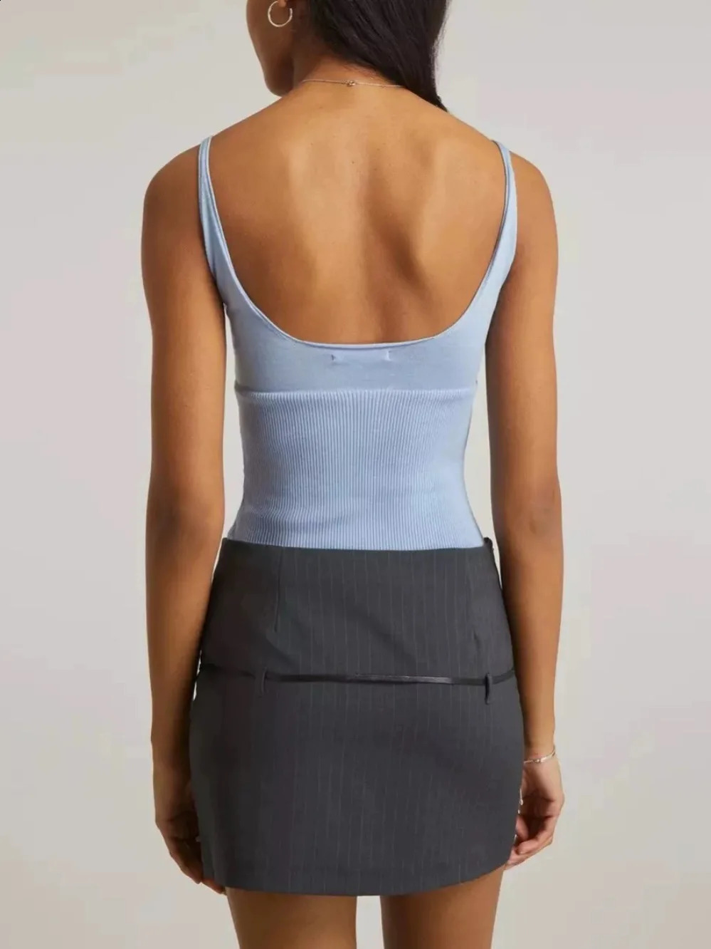 Embroidered V-neck Slim Fit Sleeveless Short Ribbed Knitted suspender Top for Womens Summer 240810