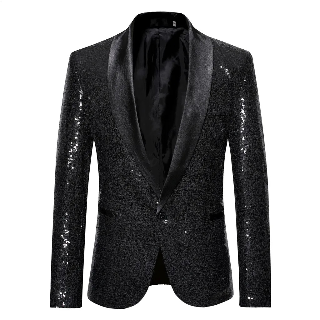Paillettes en or brillant veste en relief en relief pour hommes mode entreprise de couleur solide
