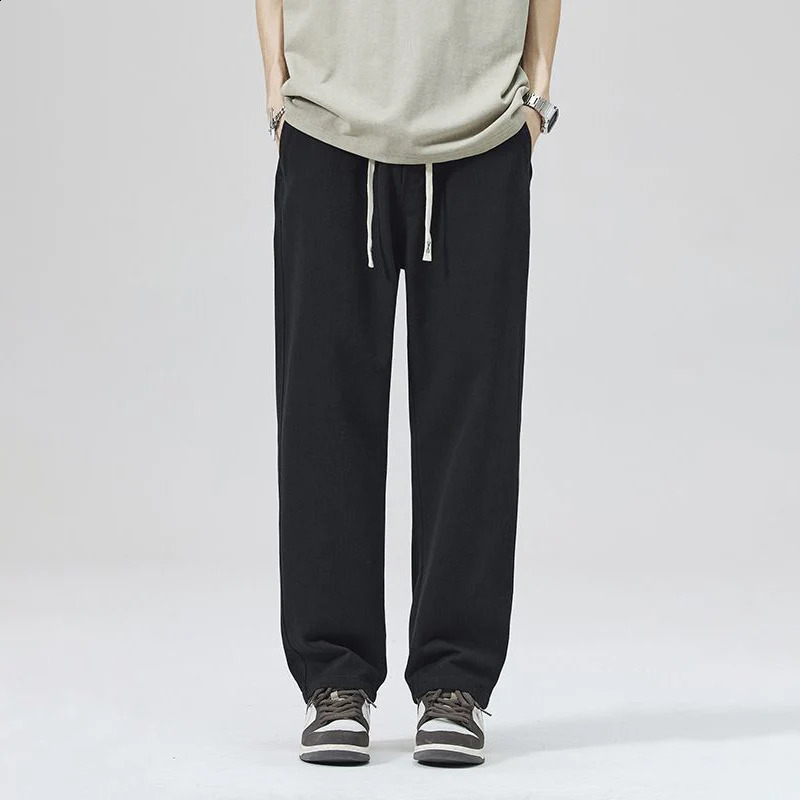 Tfetters Autumn Mens Pantalon décontracté sac 2024 Article 100% coton pur couleur solide style japonais masque à la mode