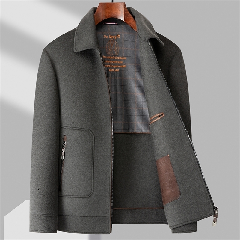Classic autumn and winter detachable duck bottom 100 wool jacket for mens business leisure thick warm windproof 240809