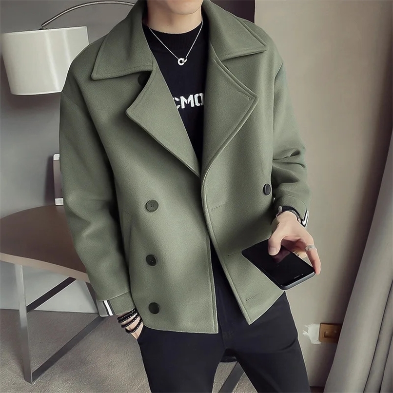 autumn and winter mens trench coat jacket casual warm wool coat240809