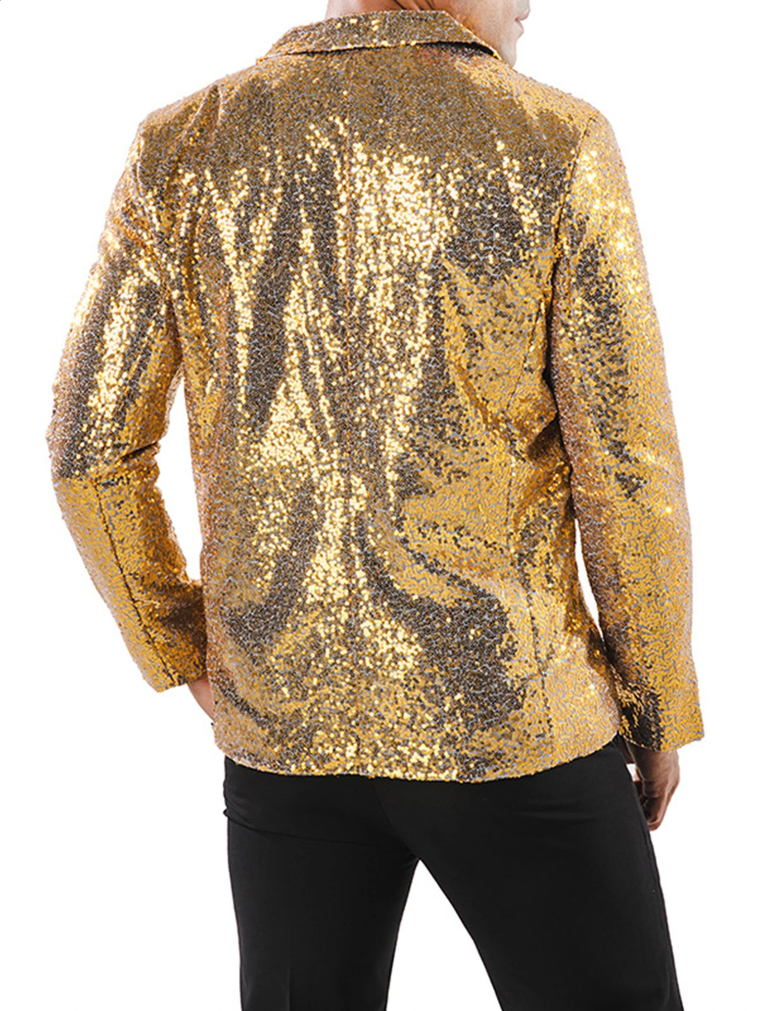 Veste de veste à paillettes étincelante pour hommes - Tai-passe-bout à bouton élégant pour les fêtes Banquets de mariages Noël et plus240809