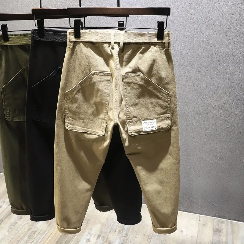 Large pocket mens cargo pants black high street pocket spring casual mens clothing army green jacket outdoor fashion mens clothing240809