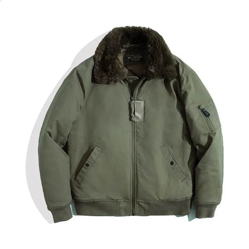 Winter mens jacket highquality lapel embroidered wool thick warm loose casual bomber clothing USA 2XL 240809