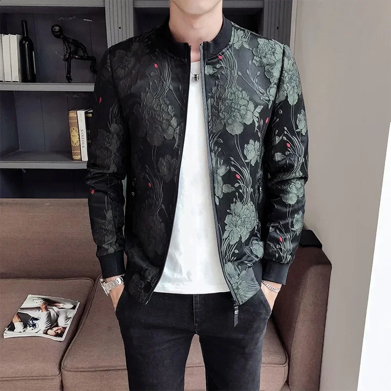 2024 Bomber à printemps pour hommes mincerants jacquard veste masculine noire verte de baseball décontracté uniforme veste pilote 240809