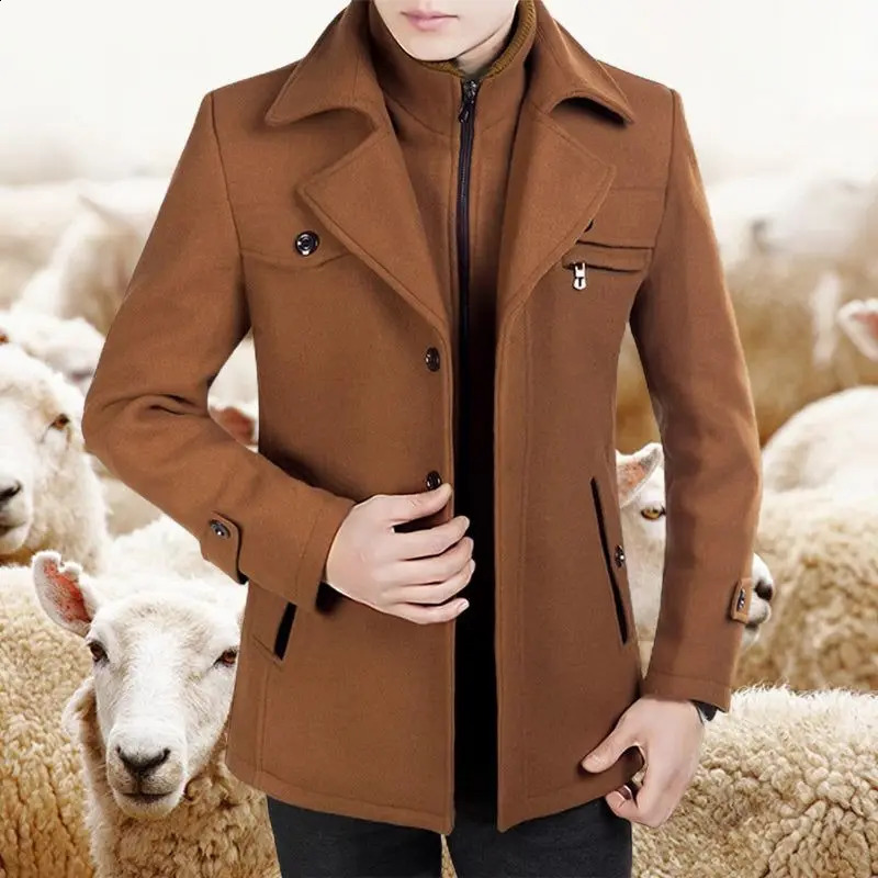 Mens business tweed jacket mens fashionable casual wool coat handsome set plain weave flame 240809