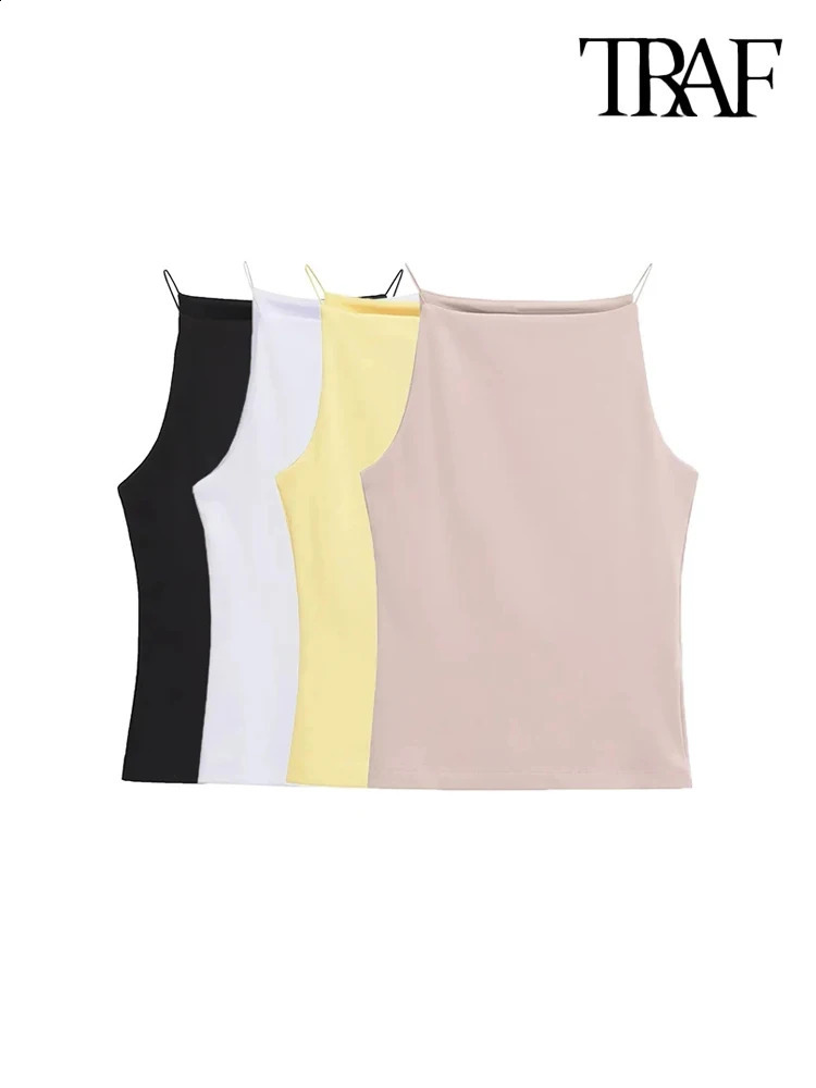 TRAF womens tank top sleeveless thin strap solid color fashionable 240809