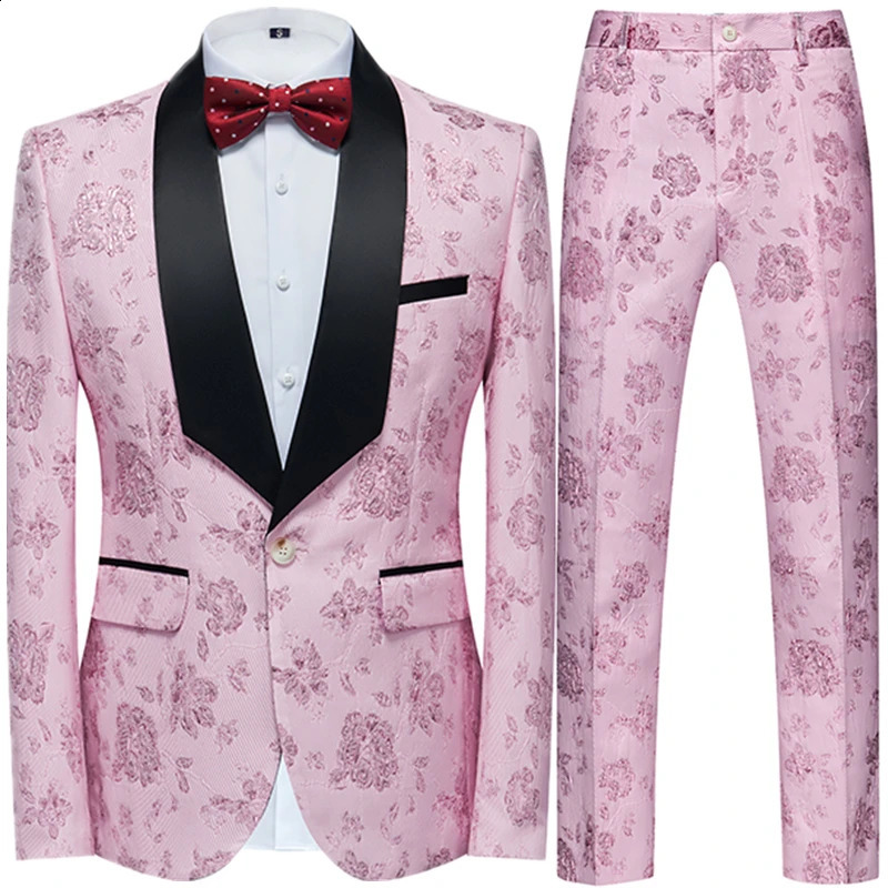 Fashion Mens Leisure Boutique Business Wedding Official Groom Set Two Piece Dress Pioneer Jacket Pants Trouser Set240809