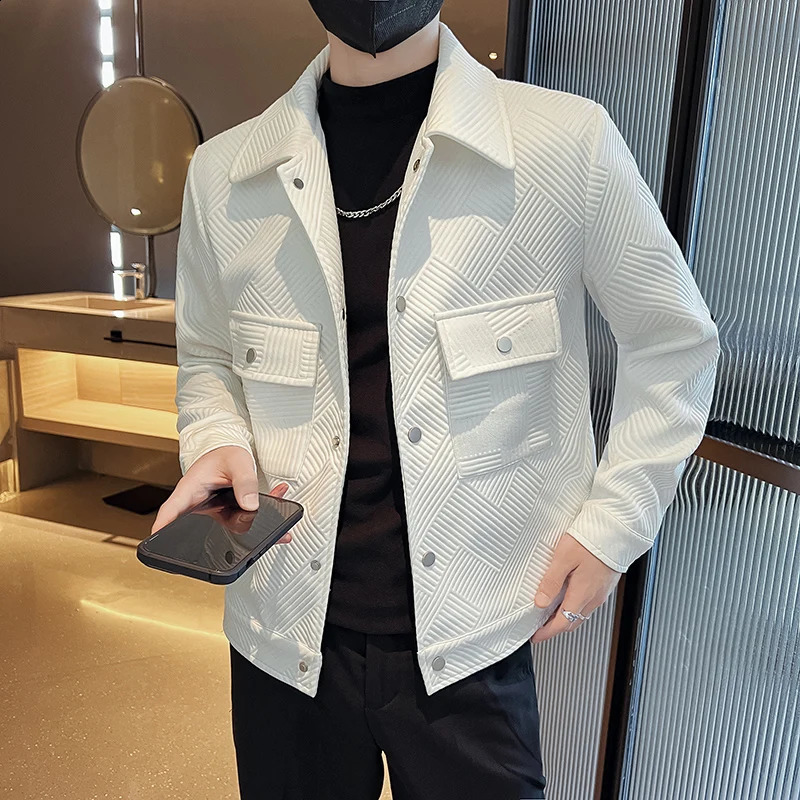 mens autumn/winter high-quality fashionable casual jacket/mens slim fit solid color business style lapel jacket Plus size S-3XL240809
