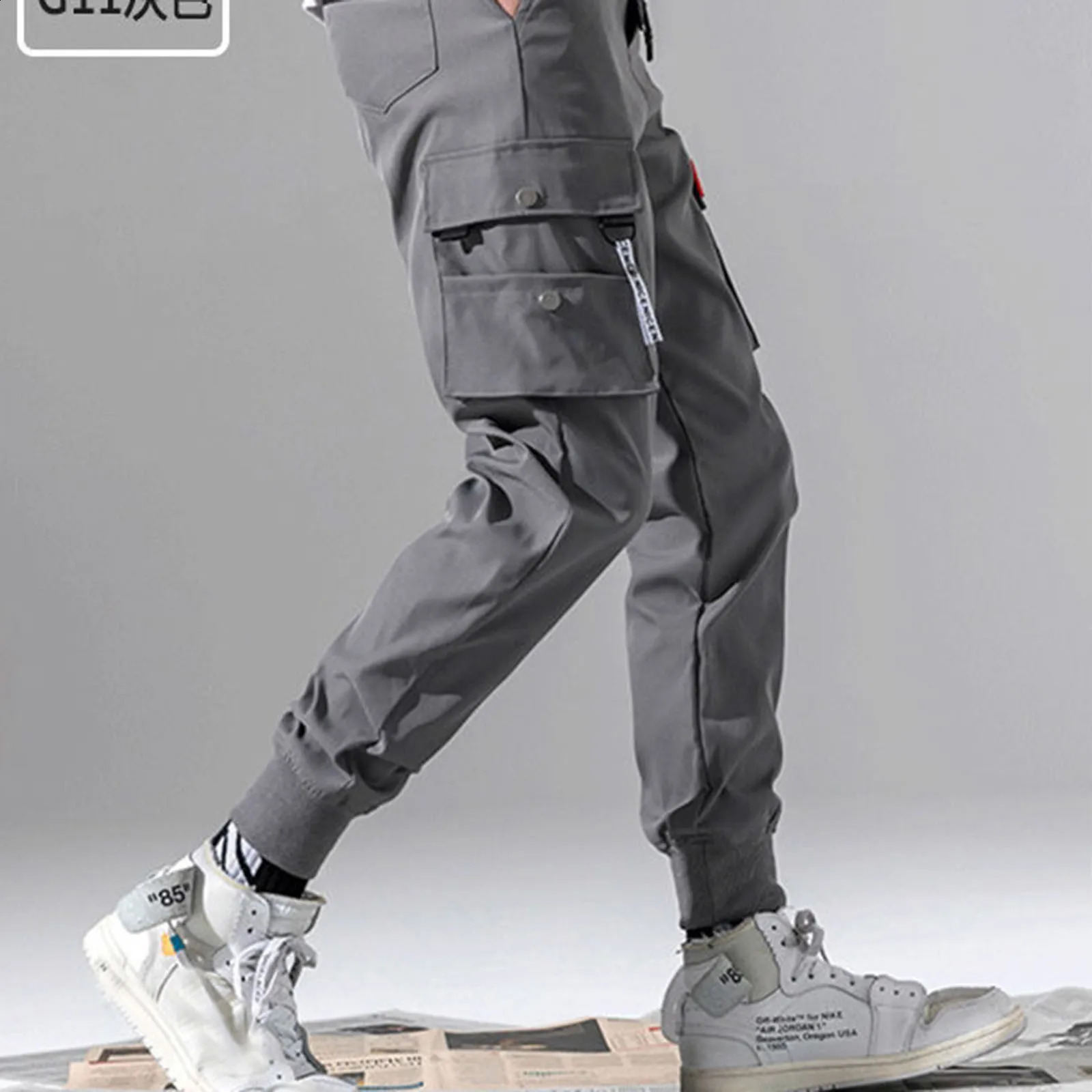 Pantalon de cargaison pour hommes avec la taille élastique de la montée à mi-hauteur