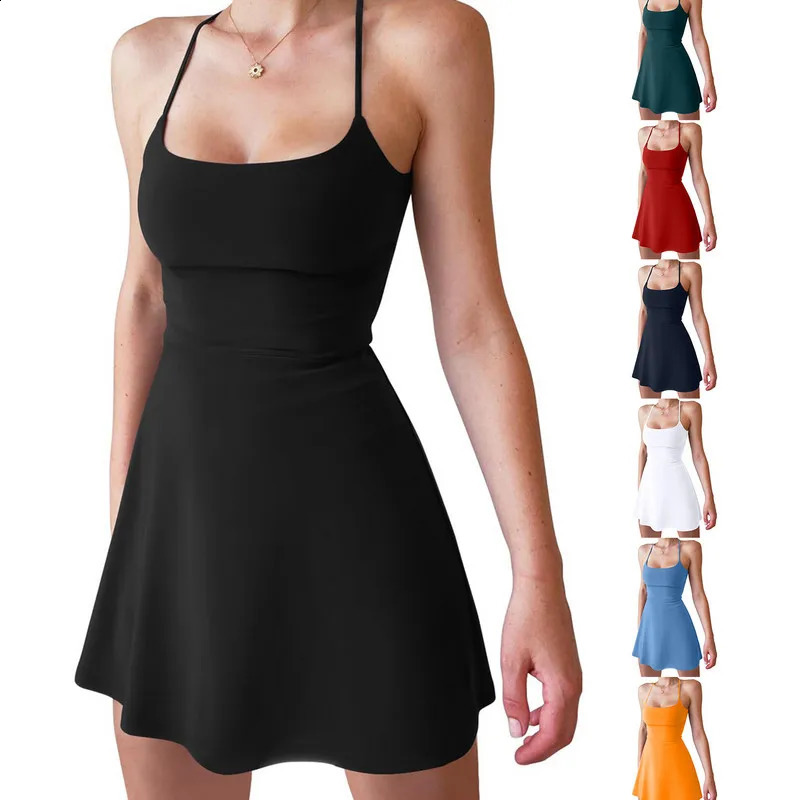 Wpnaks femmes habille des vêtements d'été sans manches mini robe de tennis avec shorts athlétiques tenue de golf vêtements féminins 240810