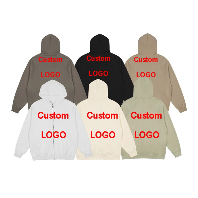Customized DIY Fashion Zipper Jacket Street Loose Thick Wool Sweater Long Sleeve Hoodie Mens Zipper Hoodie Y2K240810