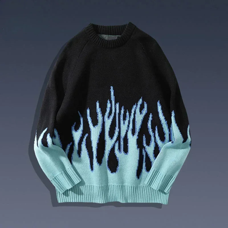 Mens clothing graphic decals mens hippie knit sweaters spring autumn aesthetic memes Korean style ugly fit knit240810