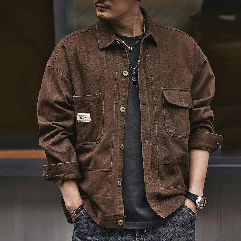 Y2K Fashion Korean Clothing Tops Retro Distressed Workwear Long Sleeved Male Tees High Street Quality Spring Autumn Mens T-Shirt 240810