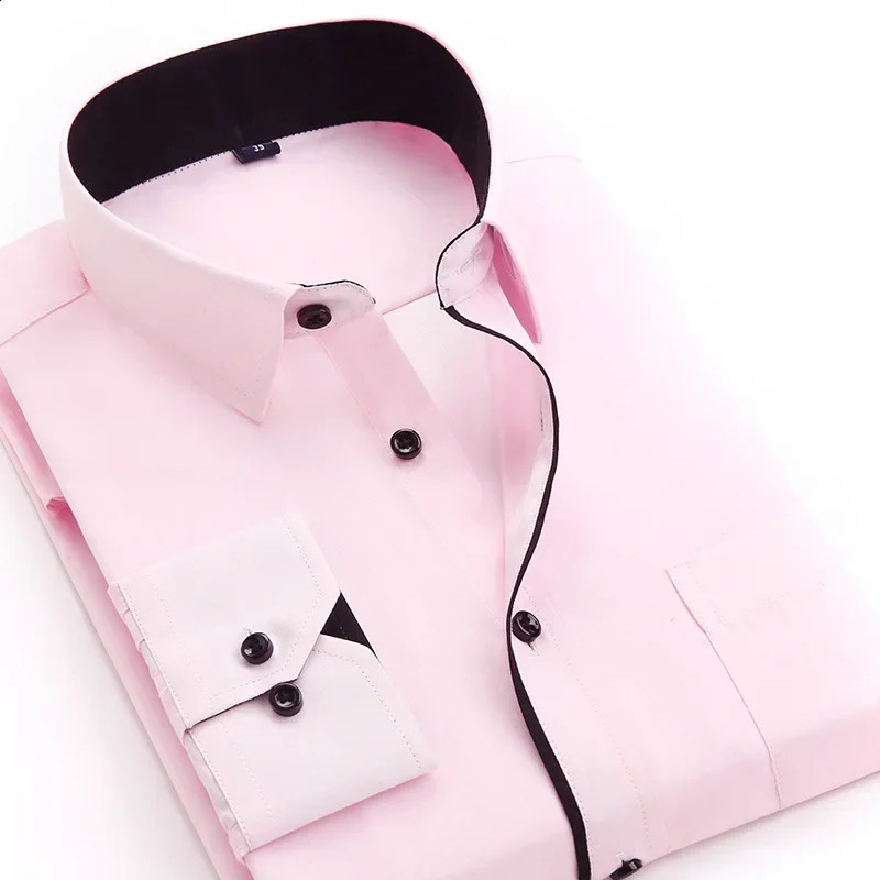 Mens dress mens shirt big button shirt mens clothing fashionable business casual slim fit long sleeved S-4XL240810
