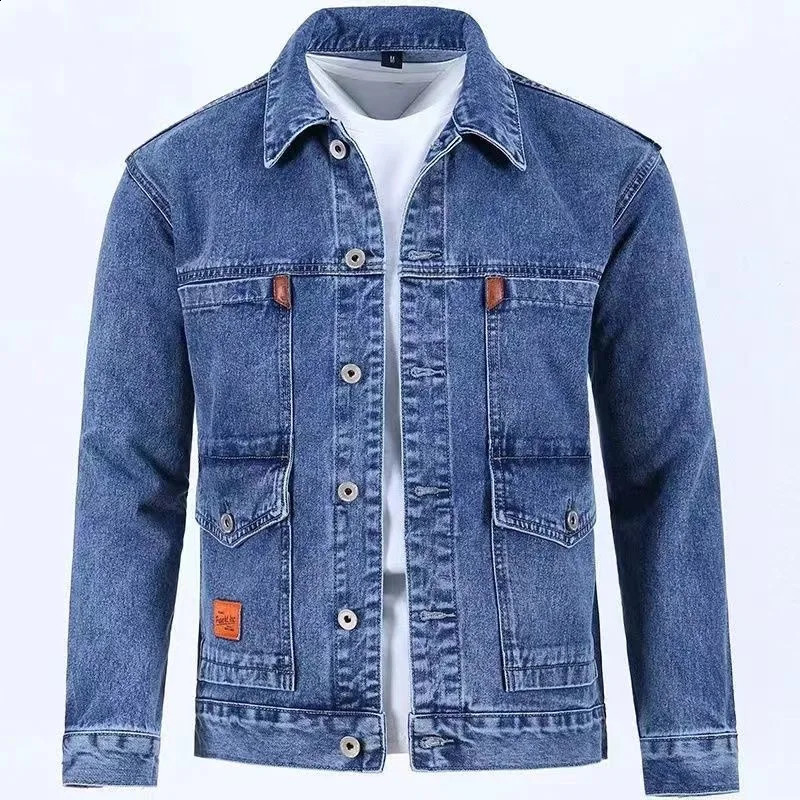 Spring and Autumn Fashion Trend Solid Color Denim Jacket Mens Casual Loose Comfortable Large Size High Quality Coat 240810