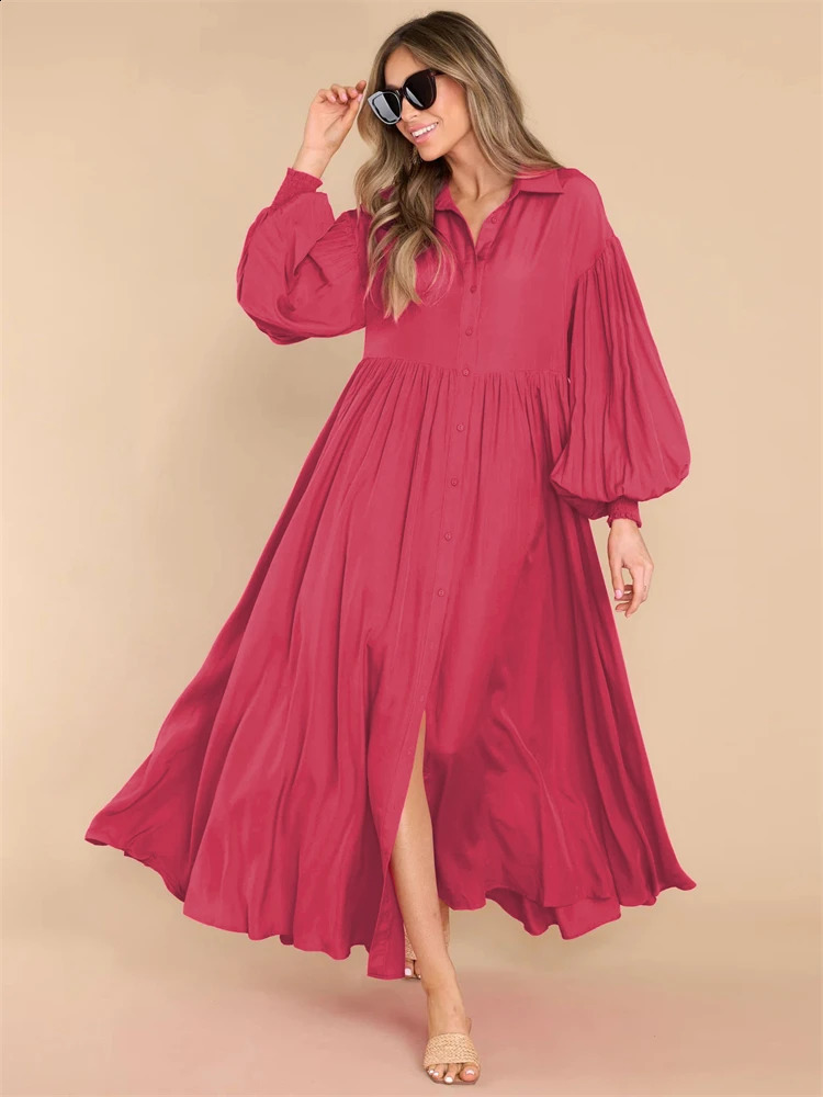 Polo à manches bouffantes solides Polo Patchwork Robe décontractée Summer en robes pour femmes Vêtements pour femmes élégantes printemps 240810