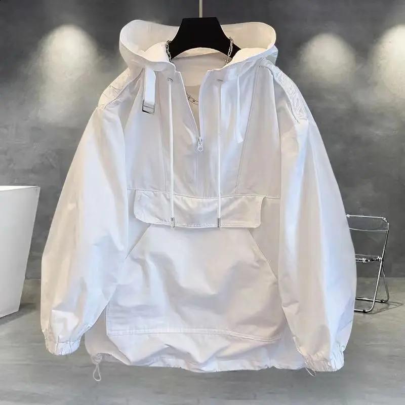 2024 Men Hooded Jacket Bomber Mens Windbreakers Zipper Coats Spring Autumn Loose Cargo Casual Sportswear 240810