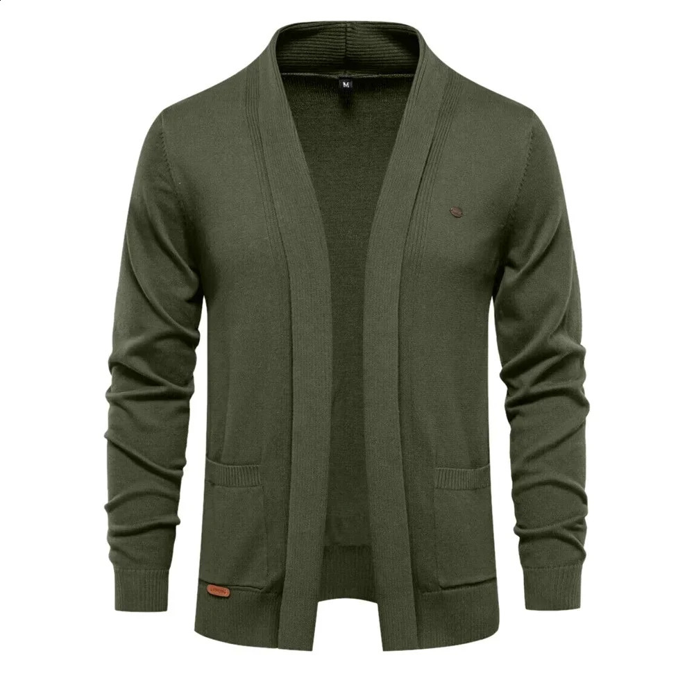 Autumn and Winter Mens Cardigan Solid Vneck Simple Casual Business Knitted Jacket High Quality 240810