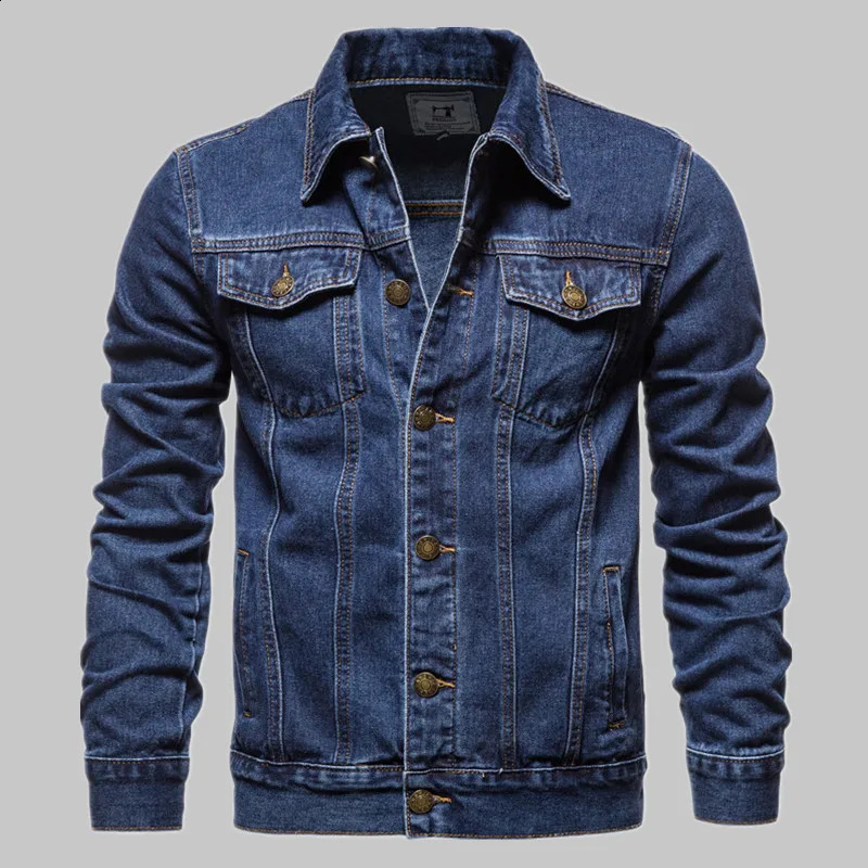 Cotton Denim Jacket Men Casual Solid Color Lapel Single Breasted Jeans Jacket Men Spring Slim Fit Quality Mens Jackets 240810
