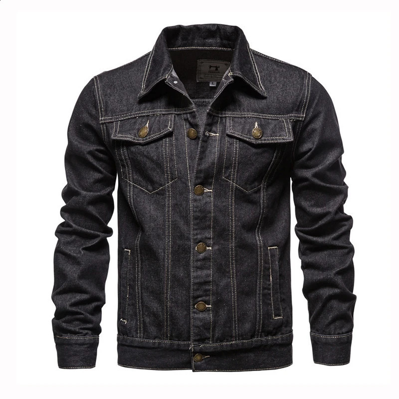 Spring Autumn Mens Denim Jacket Fashion Retro Black Biker Windbreaker Cowboy Coats Men Cotton Streetwear Jean Jackets Clothing 240810