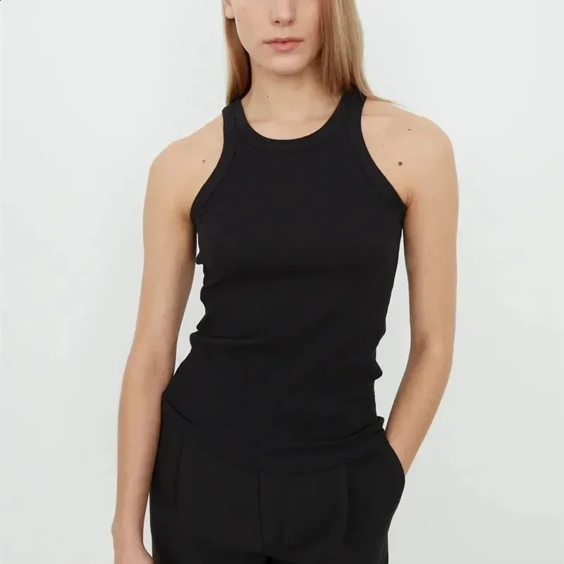 High Quality Women Tops Racer Vest Women Solid Color Four Colors All-match Elastic Cotton Espera Base Vest 240812