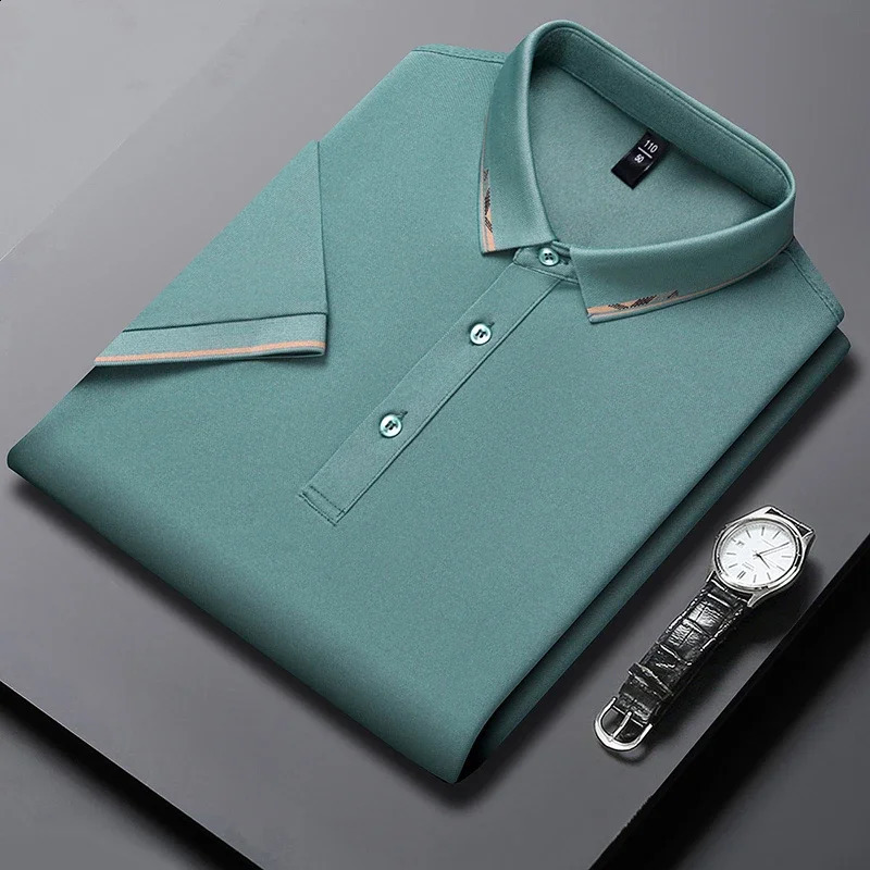 2024 Mens Solid Color Cotton Business and Leisure POLO Shirt Summer Fashion Short Sleeve Comfortable Breathable Top 240827
