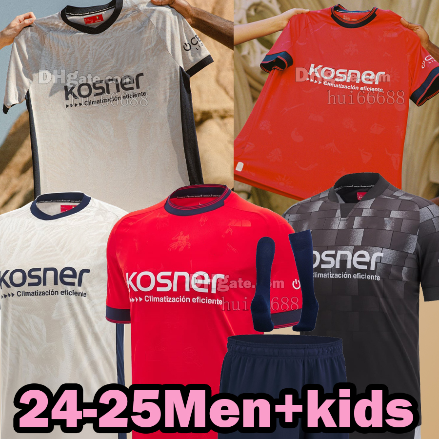 24/25 Jerseys de football d'Osasuna 2024 2025 David Garcia Chimy Avila Camiseta Equipacion Bumimir Adulto Torres Moncayola Areso Men Kids Kit Kit