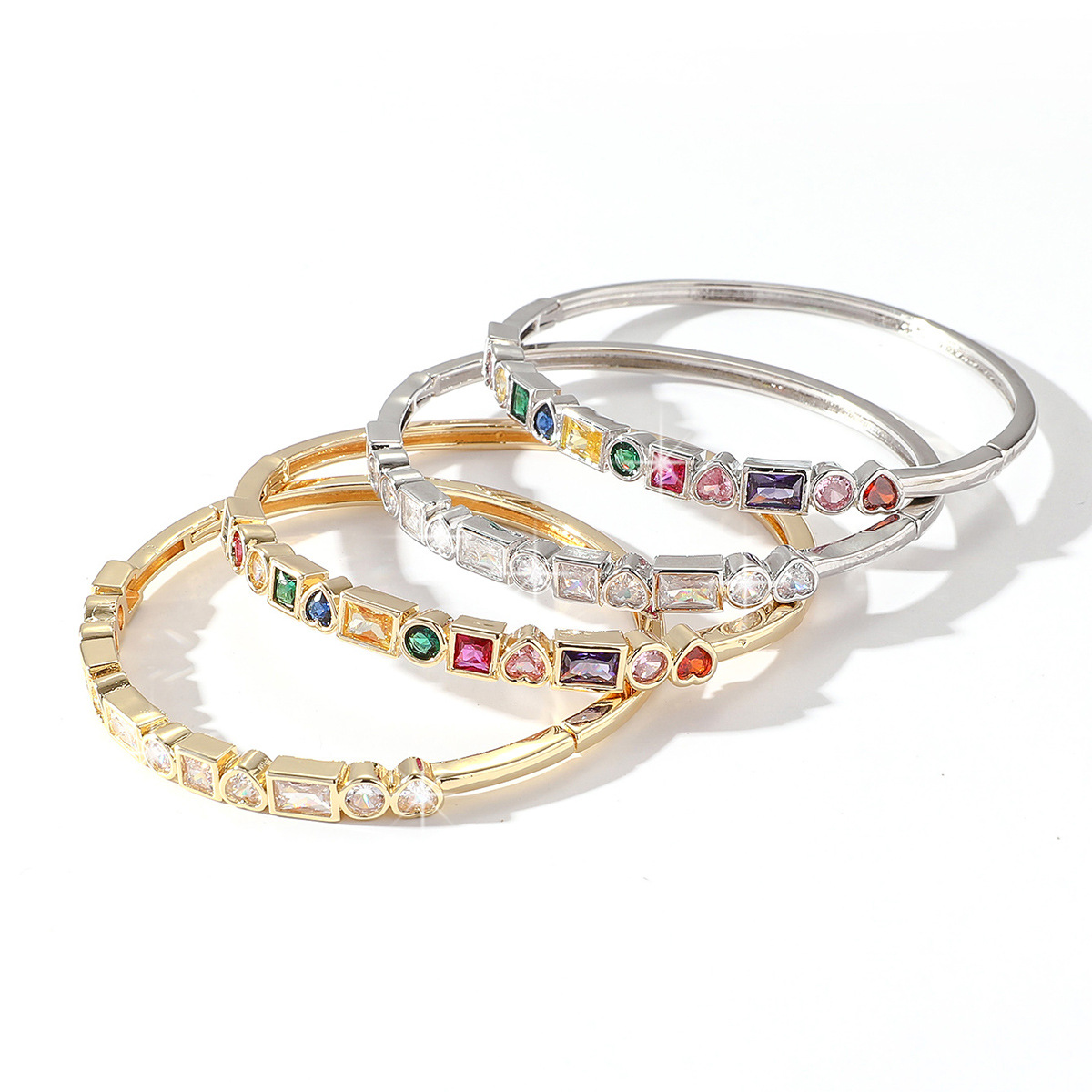 Bangle 2024 Design Enamel Happy Face Inlaid Dimond Bracelet for Women Gold Color Dice Beads Elastic Bangle Boho Jewelry Accessories-image-950946078