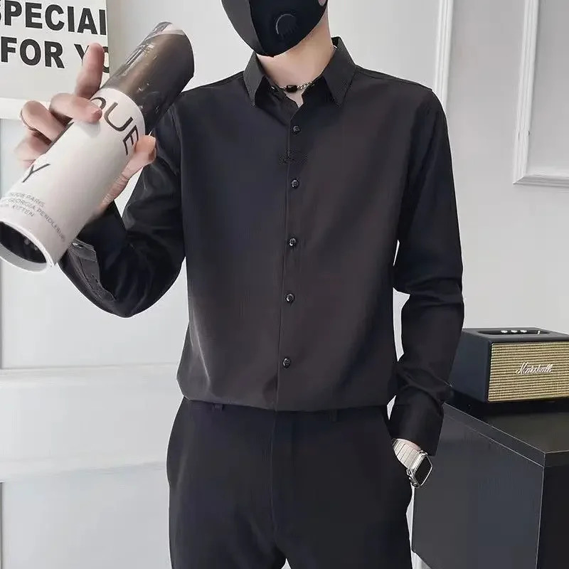 Mens Shirt And Blouse Plain Dress Clothes White Formal For Office Male Top Comfortable With Collar Asia Elegant Xxl Regular I 240812