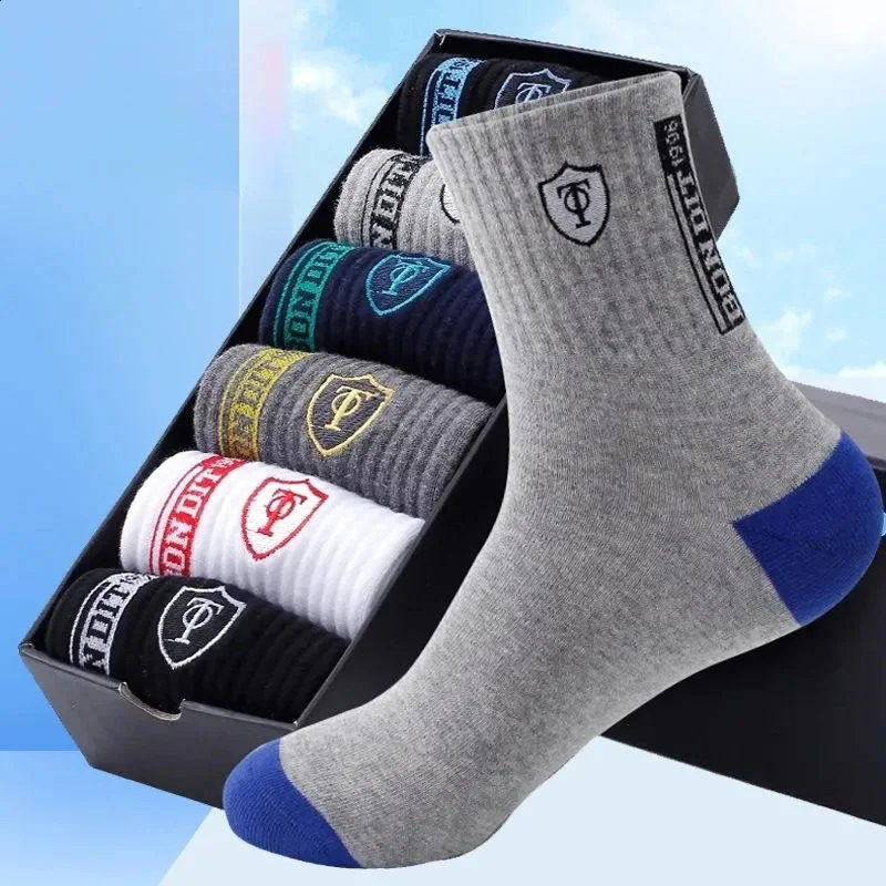 5 Pairs Apring And Fall Mens Sports Socks Summer Leisure Sweat Absorbent Comfortable Thin Breathable Basketball Meias EU 3843 240812